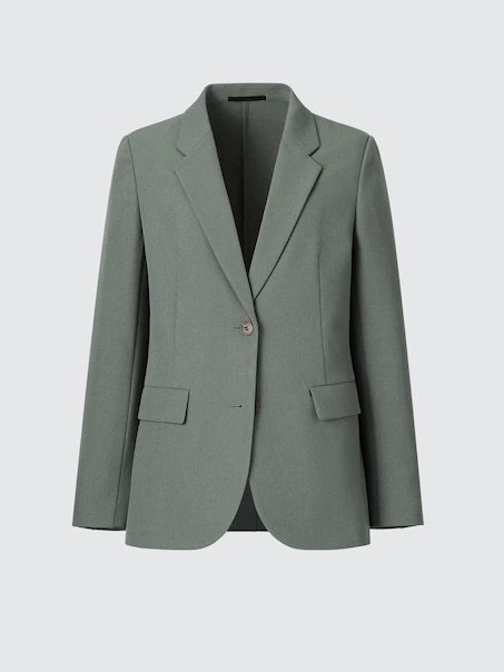 Nwt Uniqlo Miracle Air Blazer Jacket Sz Xl Olive Green Two Button Front Upf 50